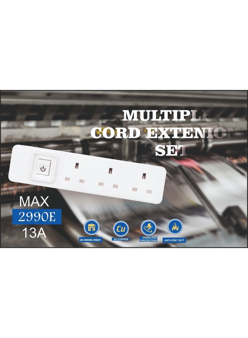 MOVAL 3-Socket Power Extension Cord 3m – All Copper, 2990W, Overload Protection, Anti-Fire Design - Image 4